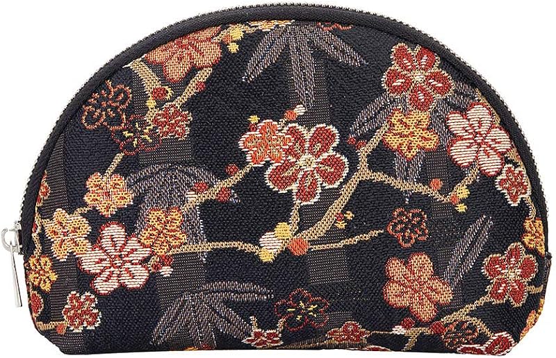 Necessaire Signare Ume Sakura em tapeçaria com zíper e bolso interno