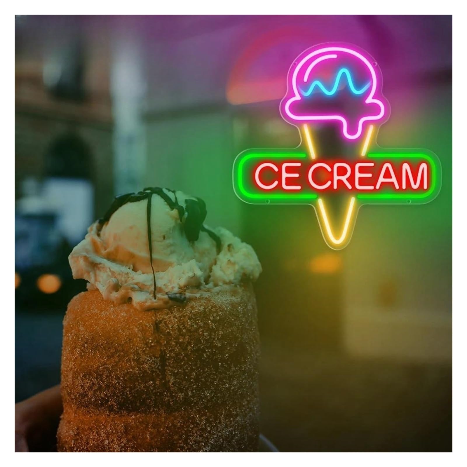 Letrero luz neón LED de helado para letreros neón Comida para luz para heladerías Restaurantes Tiendas bocadillos