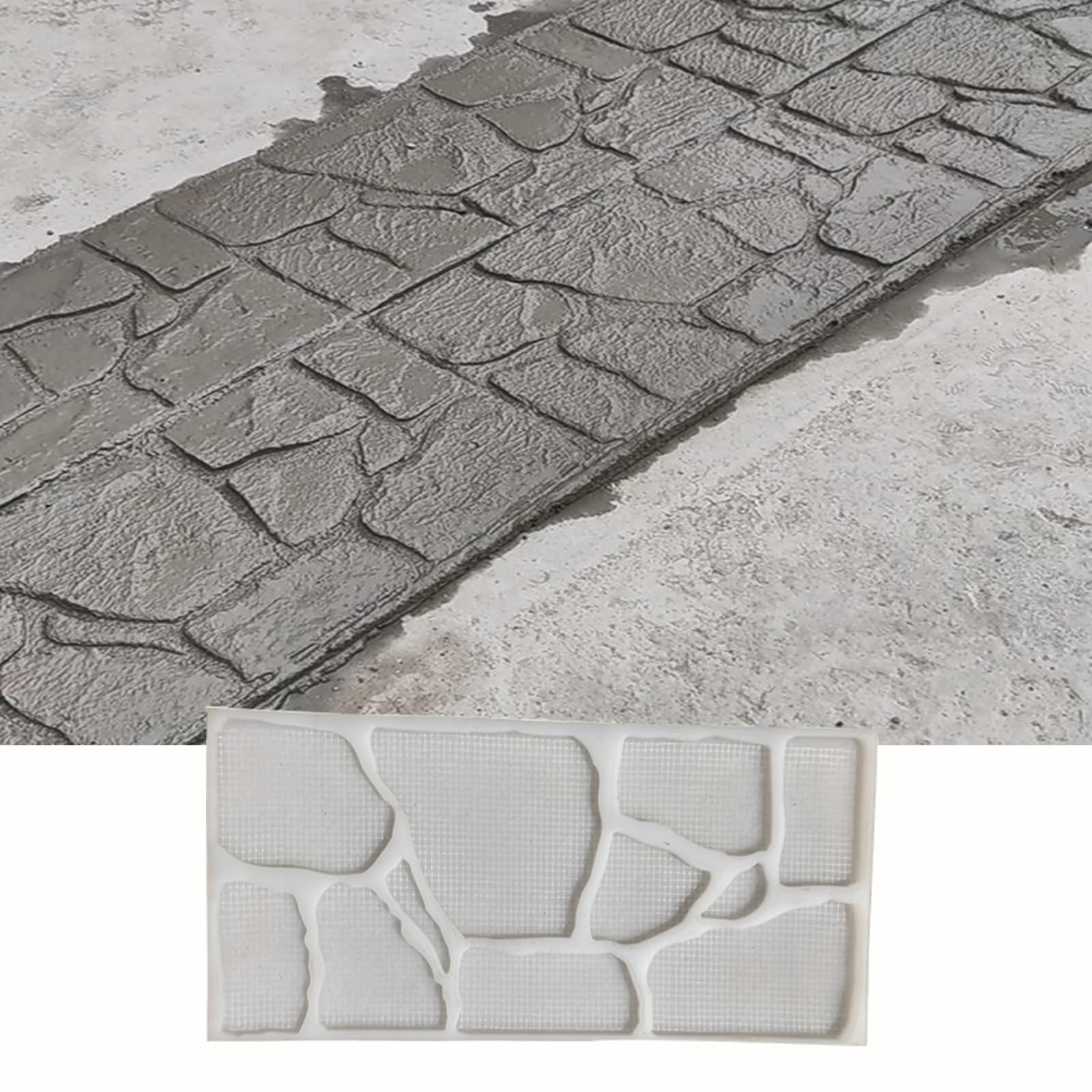 Betonstempel-matten, Dekorative Steinmuster-Schablone für Garten, Terrasse & Gehwege, Strukturierte DIY Zementmatrize zur Gestaltung von Betonböden