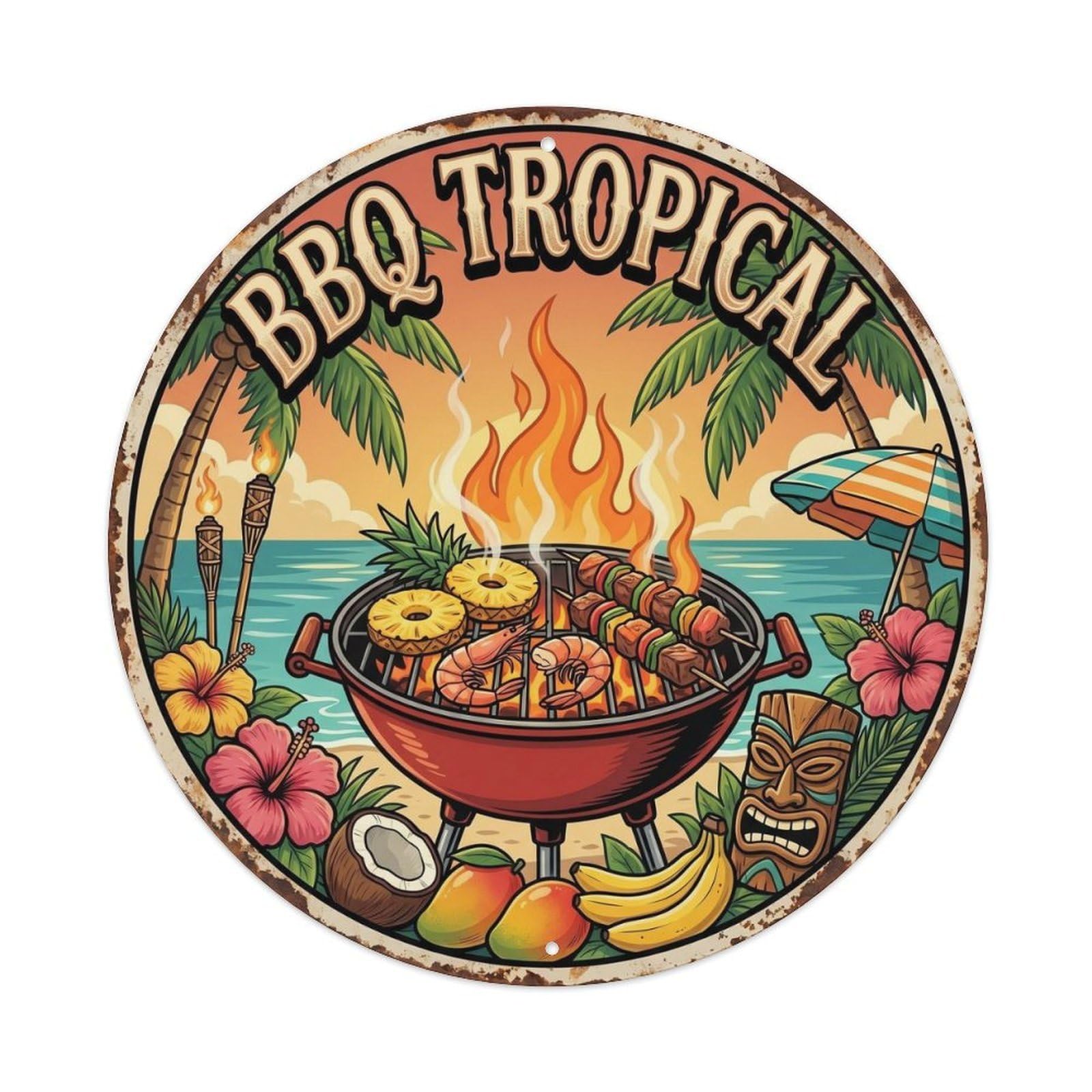 Tgrcjimh Style. Vintage Bbq Tropical Outdoor Bar Metal Tin Sign