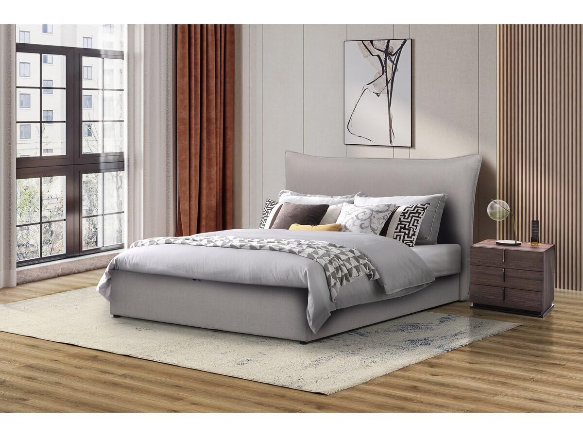 Habitat et Jardin Lit Coffre Double Megeve 140 x 200 cm - Gris