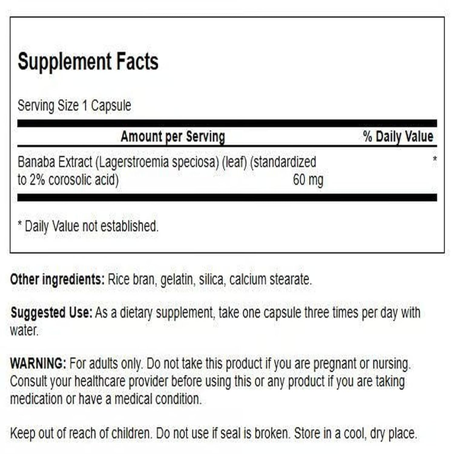 Swanson High Potency Banaba Extract - Herbal Supplement to Hep Maintain Healthy Blood Levels - Supporting Daily Health Maintenance - (90 Capsules, 60mg Each) - Image 2