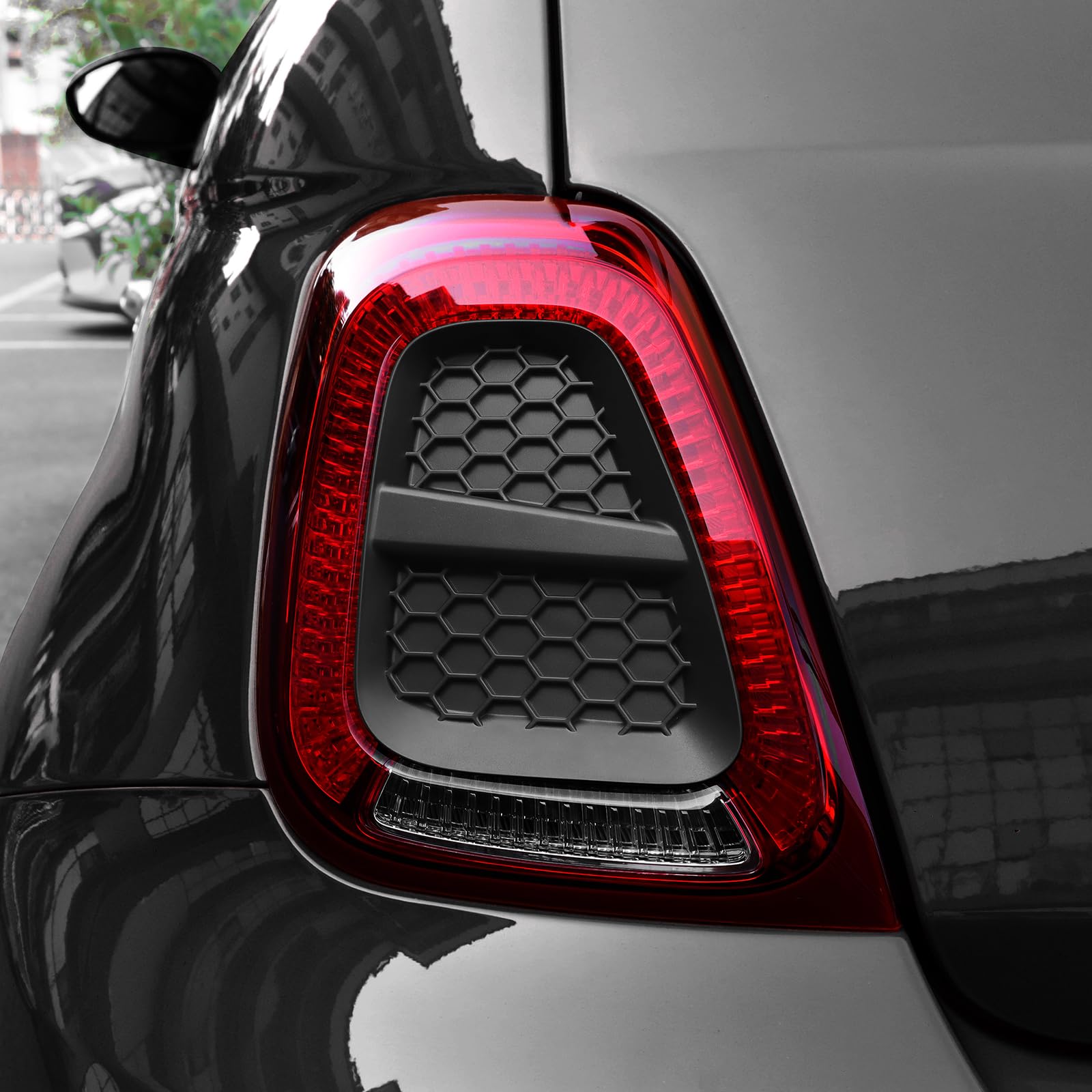 KUNGKIC Per FIAT 500 500C Abarth 595 695 595C 695C 2016-2024 Copertura decorativa per fanali posteriori Copertura per luci di coda Coperture per luci posteriori per luci posteriori 2 pezzi (Nero)