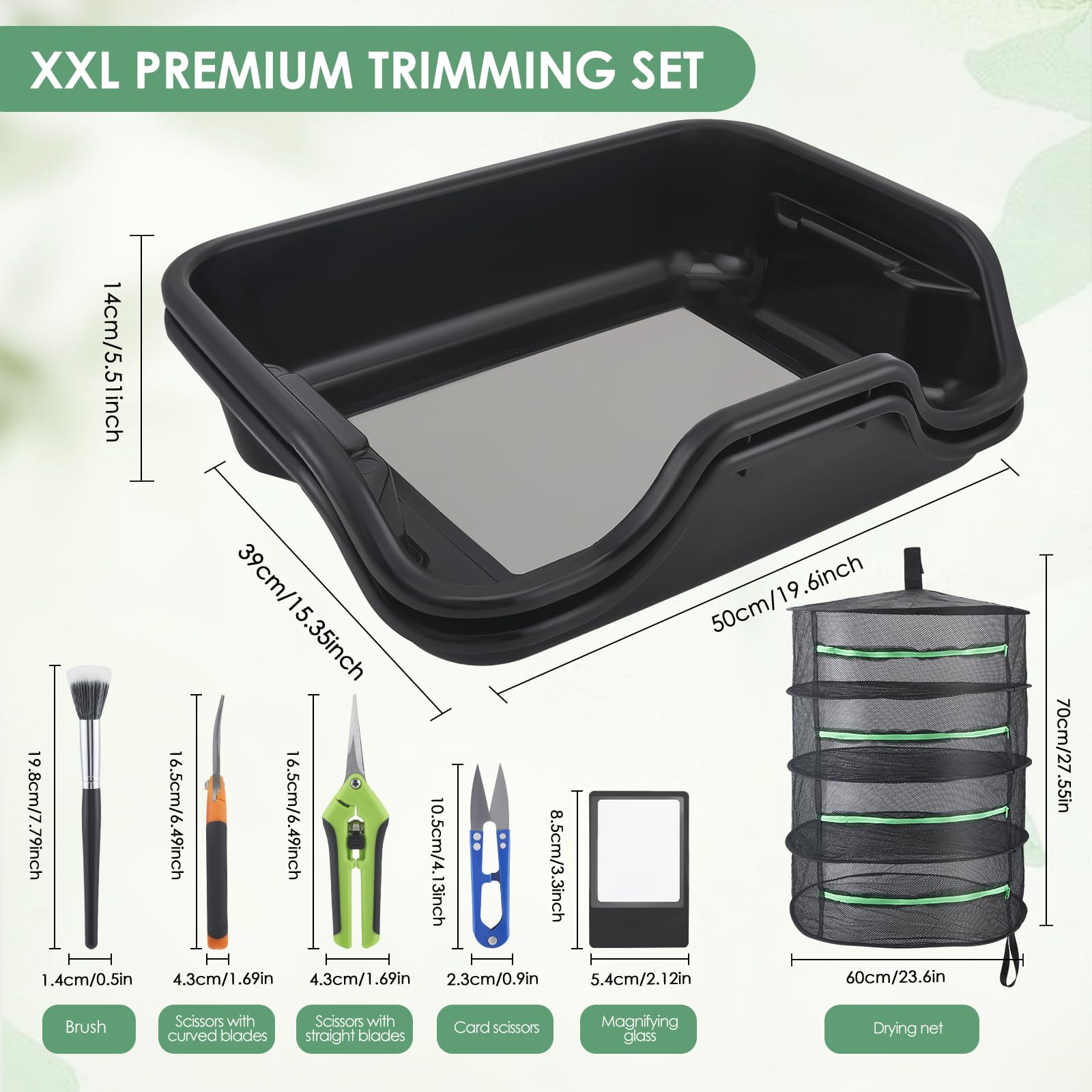 Trim Bin Set,mit 150 Micron Pollensieb,Scheren,Lupe & Bürste,Trimming Tray und Dry Sift Sieb,Trimming Tray für Pollen and Herbs