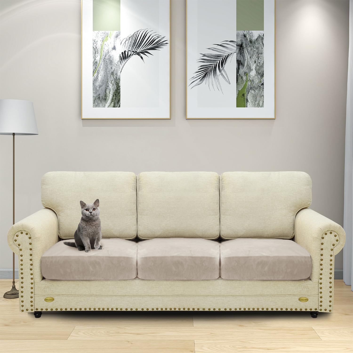 CHELZEN Velvet Sofa Seater Cushion Cover, Super Stretch Sofa Cushion Slipcovers - Image 2