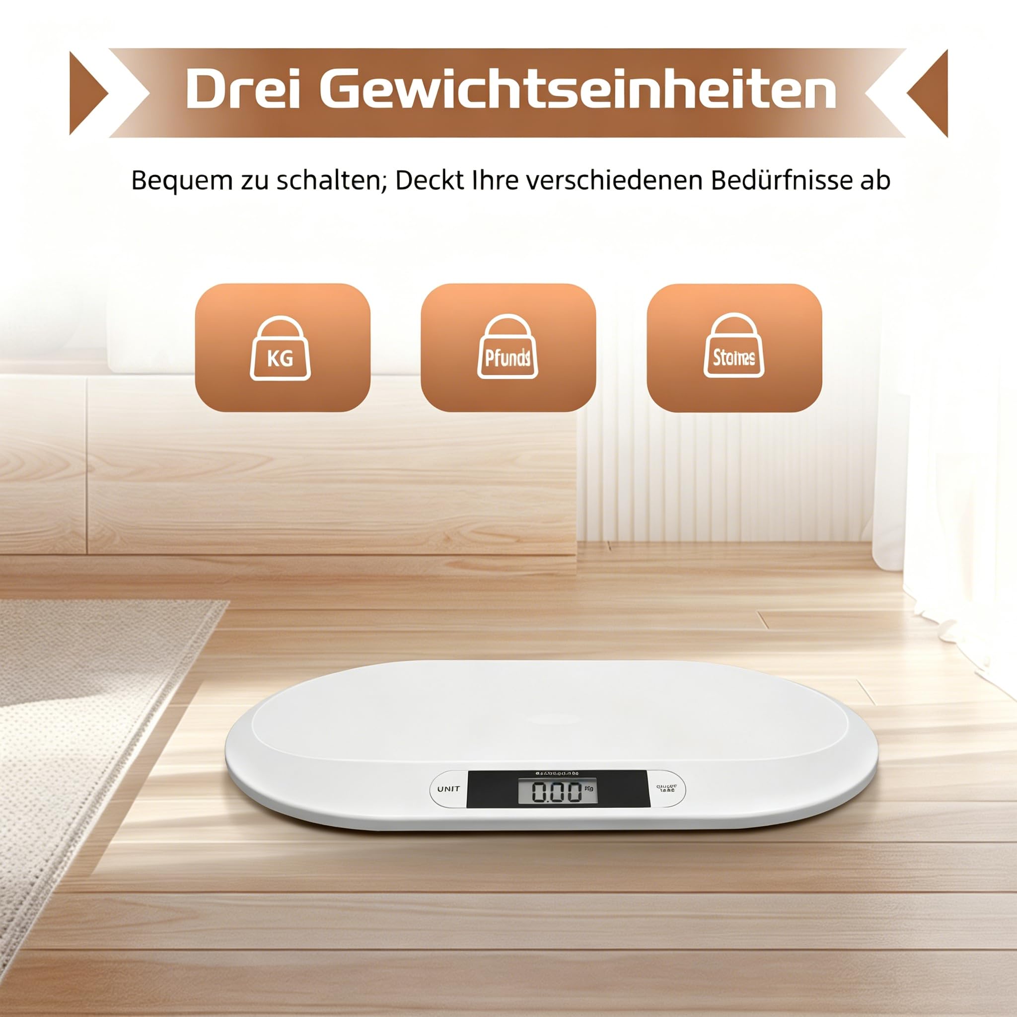 Babywaage, Digital Kinderwaage Batterien Tierwaage Kleintierwaage Baby bis 20kg Waage, mit 3 Wiegemodi (kg/oz/lb)