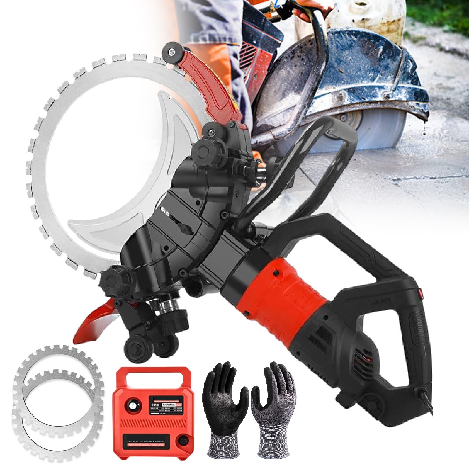 Verbesserte 8980 W Toroidal-Betonschneidersäge-Mit 16 Zoll Diamantklinge|11,4 Zoll Maximale Schnitttiefe | 3000 U/Min Motor Und Automatische Wasserpumpe |Für Granit/Stein/Beton