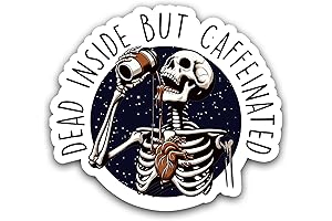 Dead Inside But Caffeinated Sticker: Express Yourself with Wit