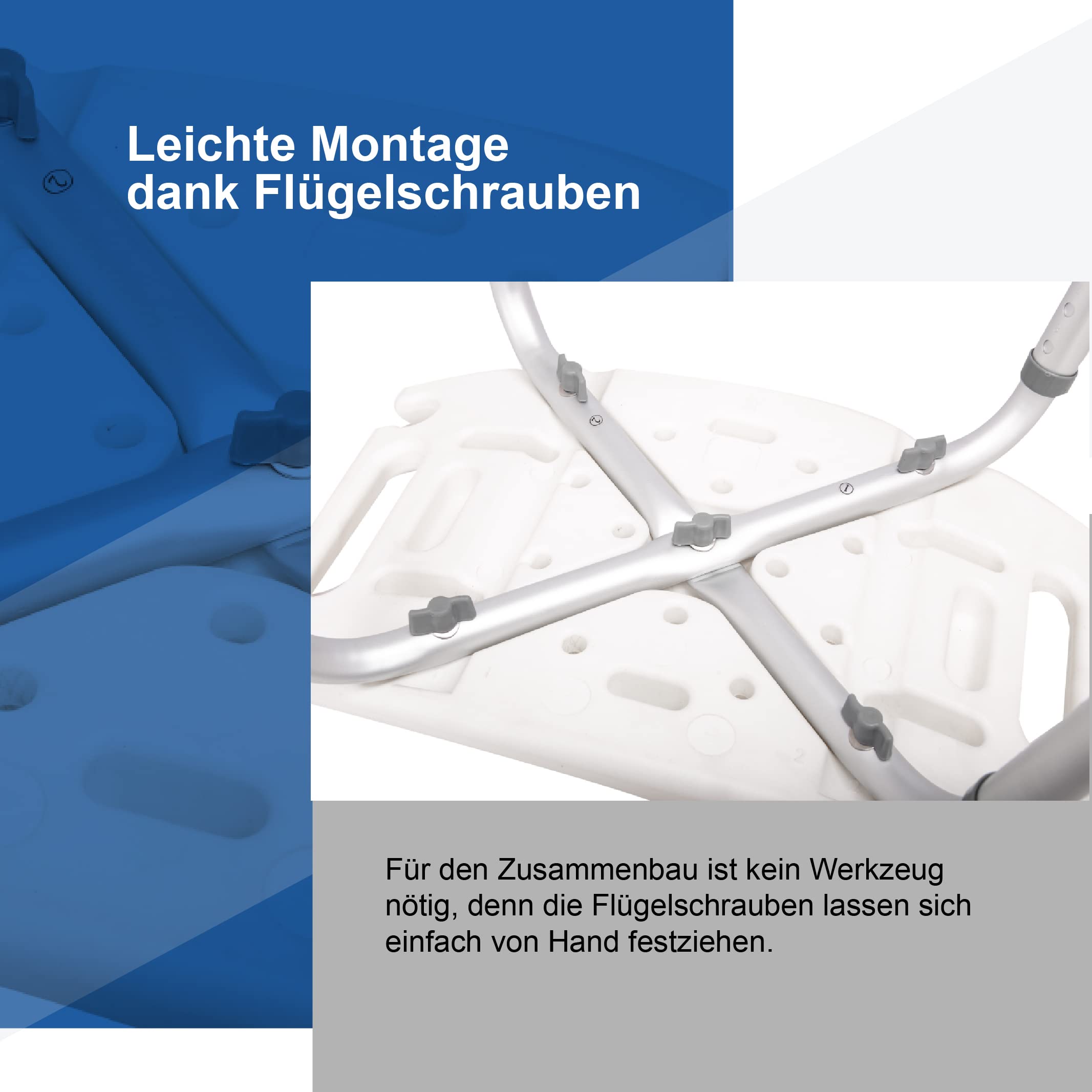 Akriva höhenverstellbarer Duschhocker - rutschfest, stabil und komfortabel - Leichter Badhocker - Duschsitz für Dusche (Universal Duschhocker)