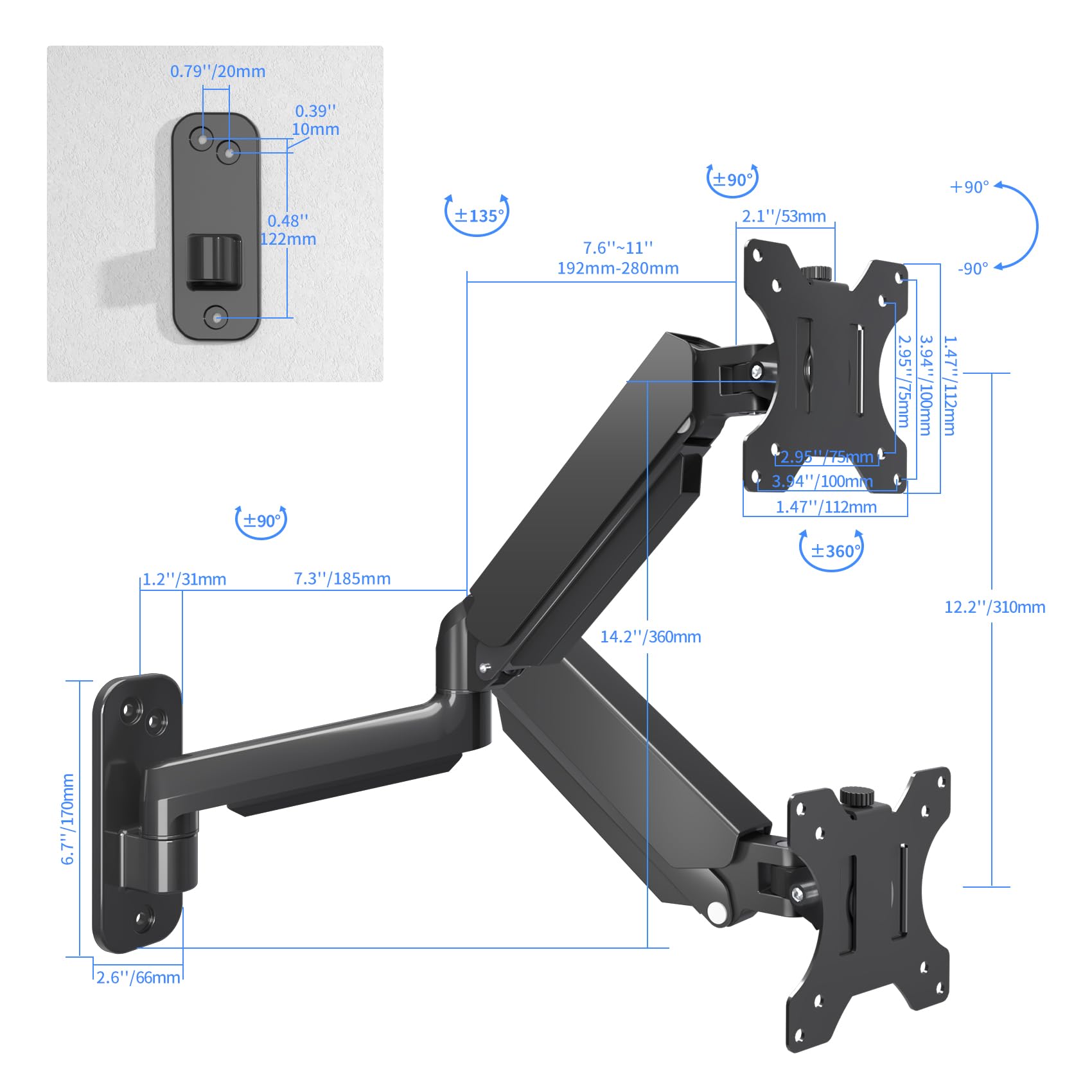 Snapklik.com : Pholiten Single Monitor Wall Mount For 13 To 32 Inch ...