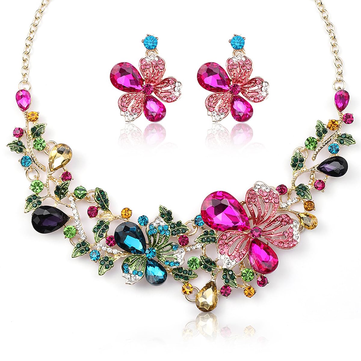 Gehney JN13: Fancy Shining New Model American Diamond Kundan Gemstones Choker Bridal Wedding Fashion Necklace Chain and Earrings Jewellery Set for Women, Traditional Jewelry for Girls (Pink) (B0CKBZW95V) Amazon Price History, Amazon Price Tracker