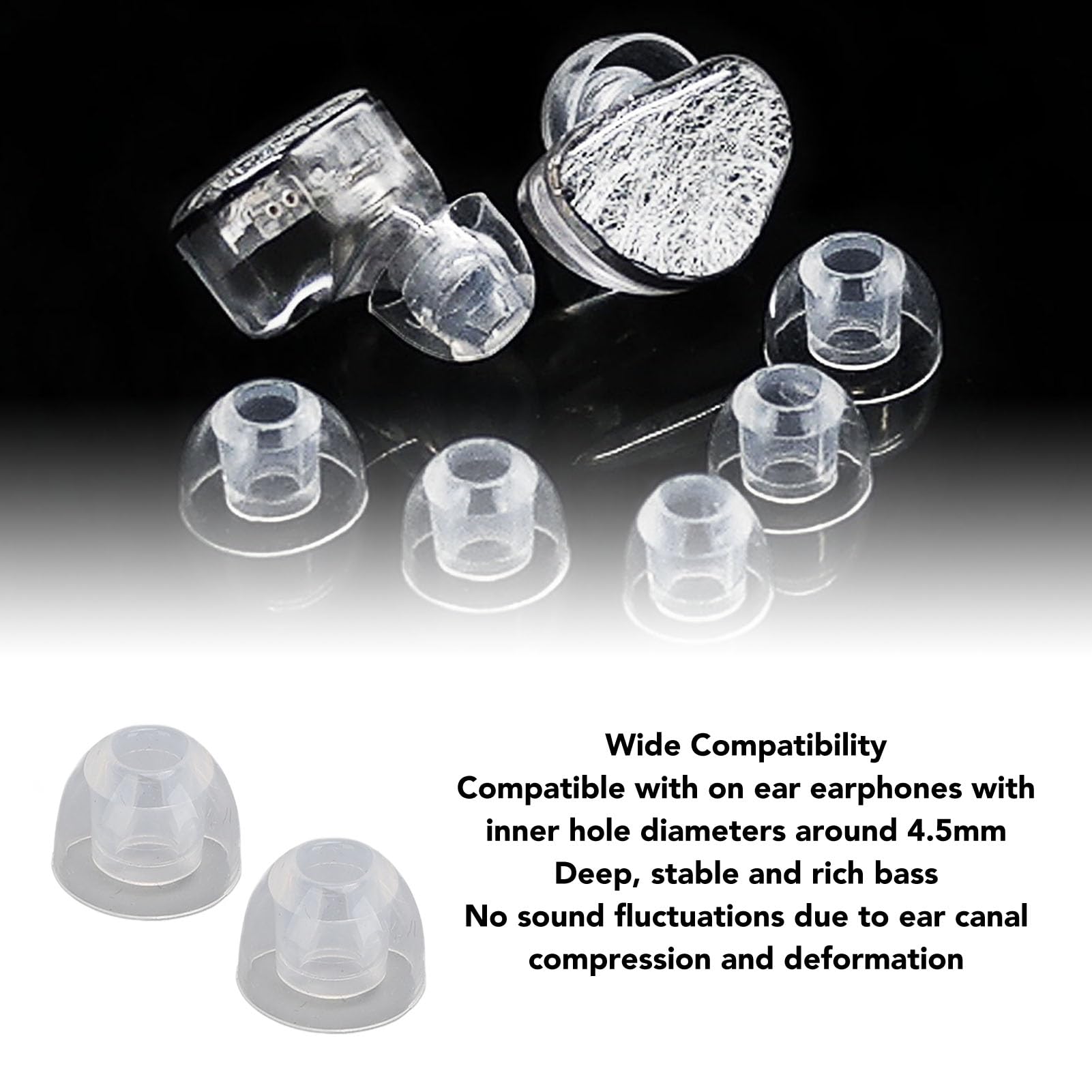 SIXRUN Silicone Earbud Replacement Tips, 4.5mm Inner Hole (14mm 12mm 11mm)