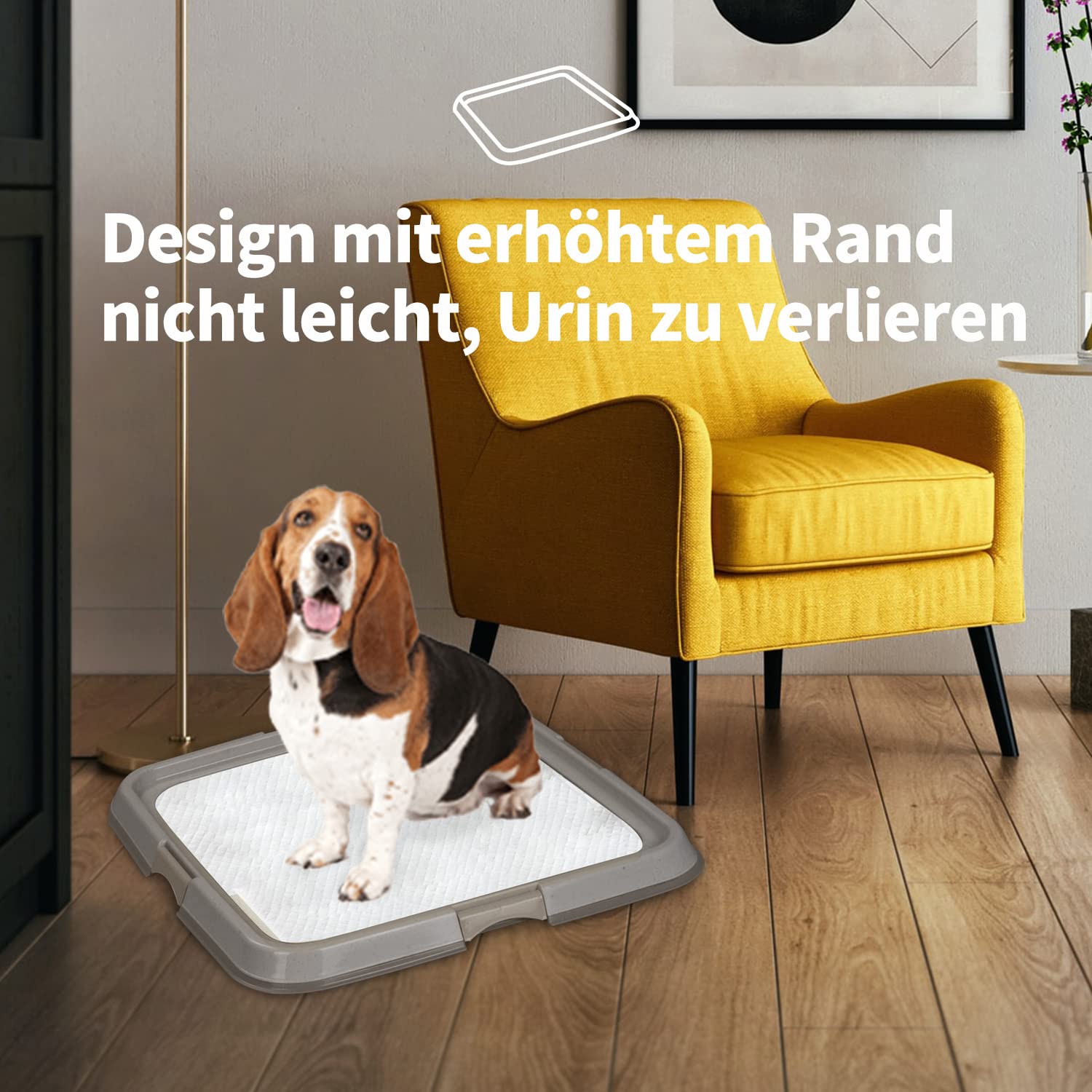 PAWISE Hundetoilette für den Innenbereich, Welpen-Trainingspads, Hundetöpfchen-Tablett, tragbares Untersetzer für Haustiere, Hundeklo für Katzen, 49 x 36 cm