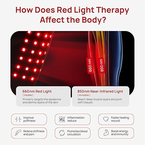 Miniatura 3 de Dispositivo de terapia de luz roja para masaje de pantorrillas y piernas, envolturas de terapia de luz infrarroja, calefacción vibratoria para