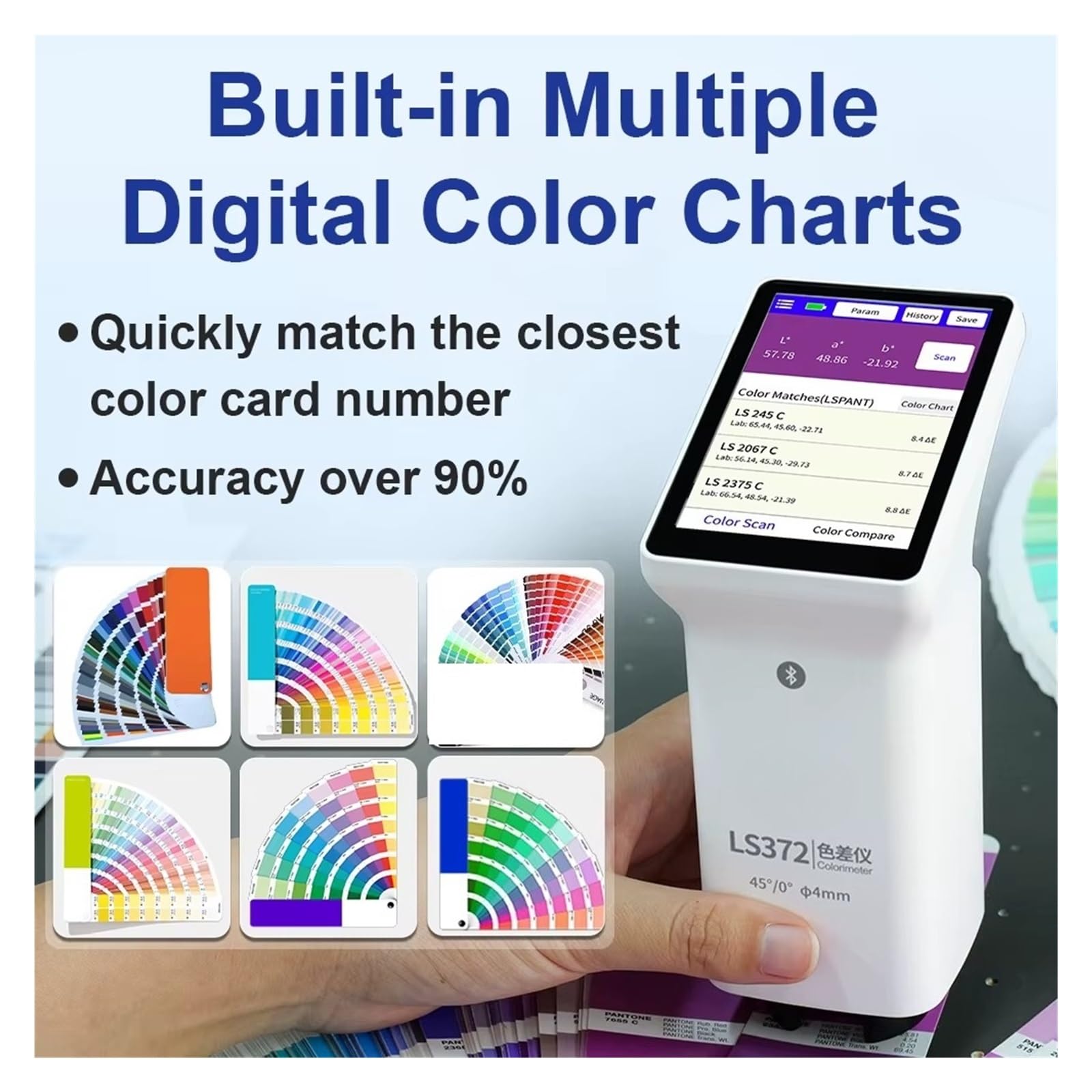 Spectromètre Portatif, Mètre De Différence Couleur Laboratoire D'écran Tactile D'ouverture LS372 4mm For L'emballage Papier D'impression