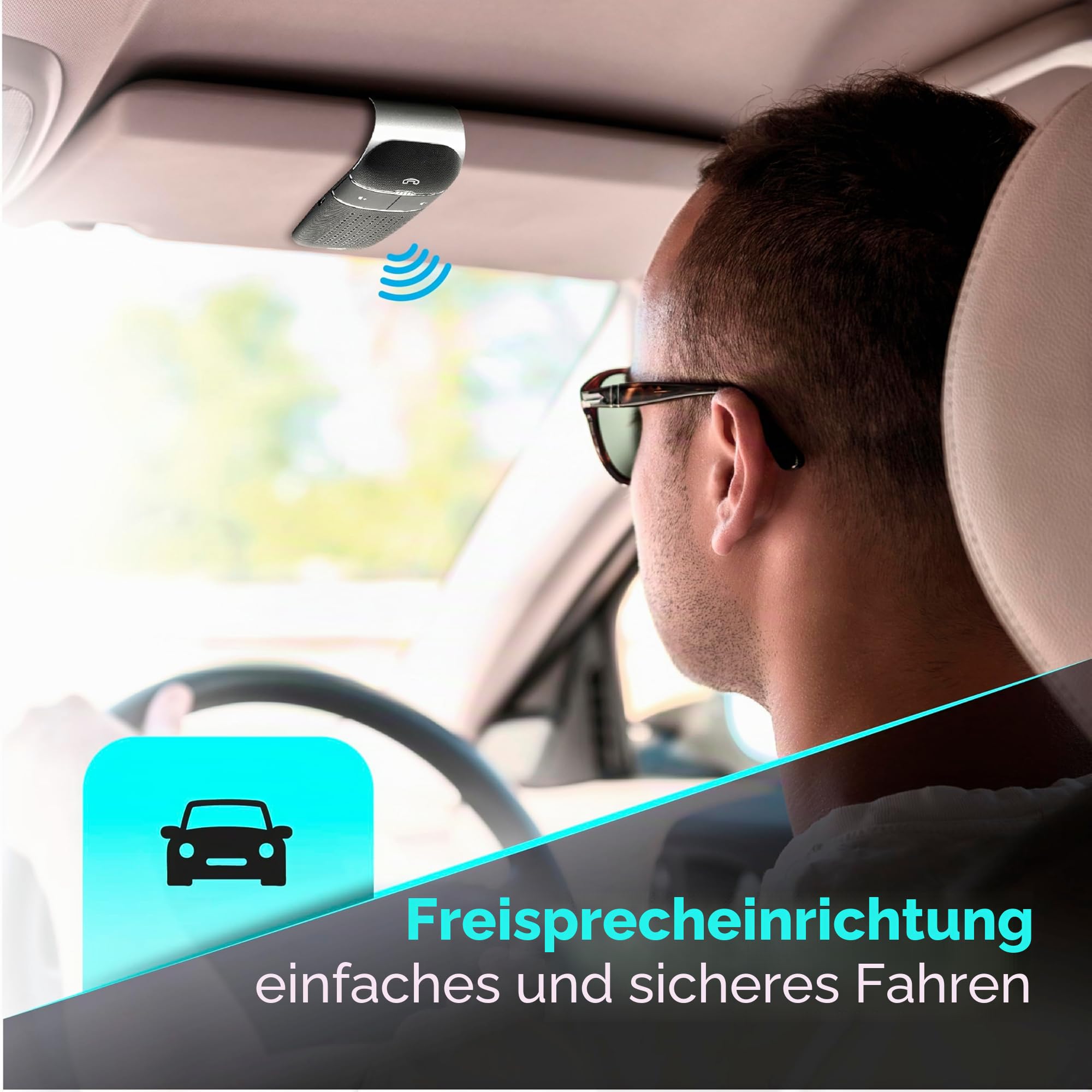 Cellularline Easy Drive - Bluetooth-Auto-Freisprecheinrichtung mit Dualphone-Funktion - Sprechzeit 20 Stunden - Ladezeit 2 Stunden - Wiedergabe von Ton und GPS-Anzeigen von Ihrem Smartphone - Schwarz