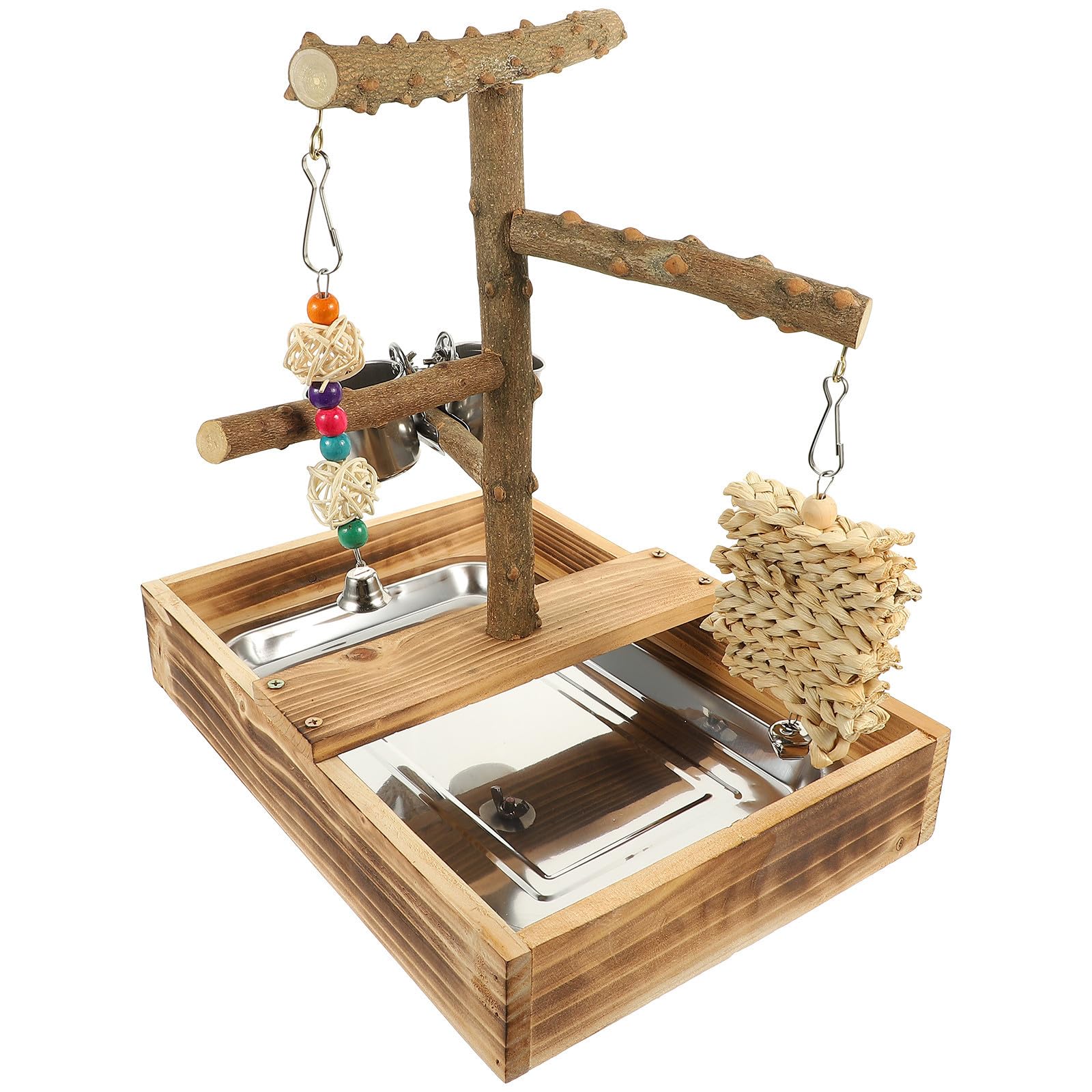 CALLARON Perchoir à Oiseaux en Bois, Support Robuste pour Cages, Exercice