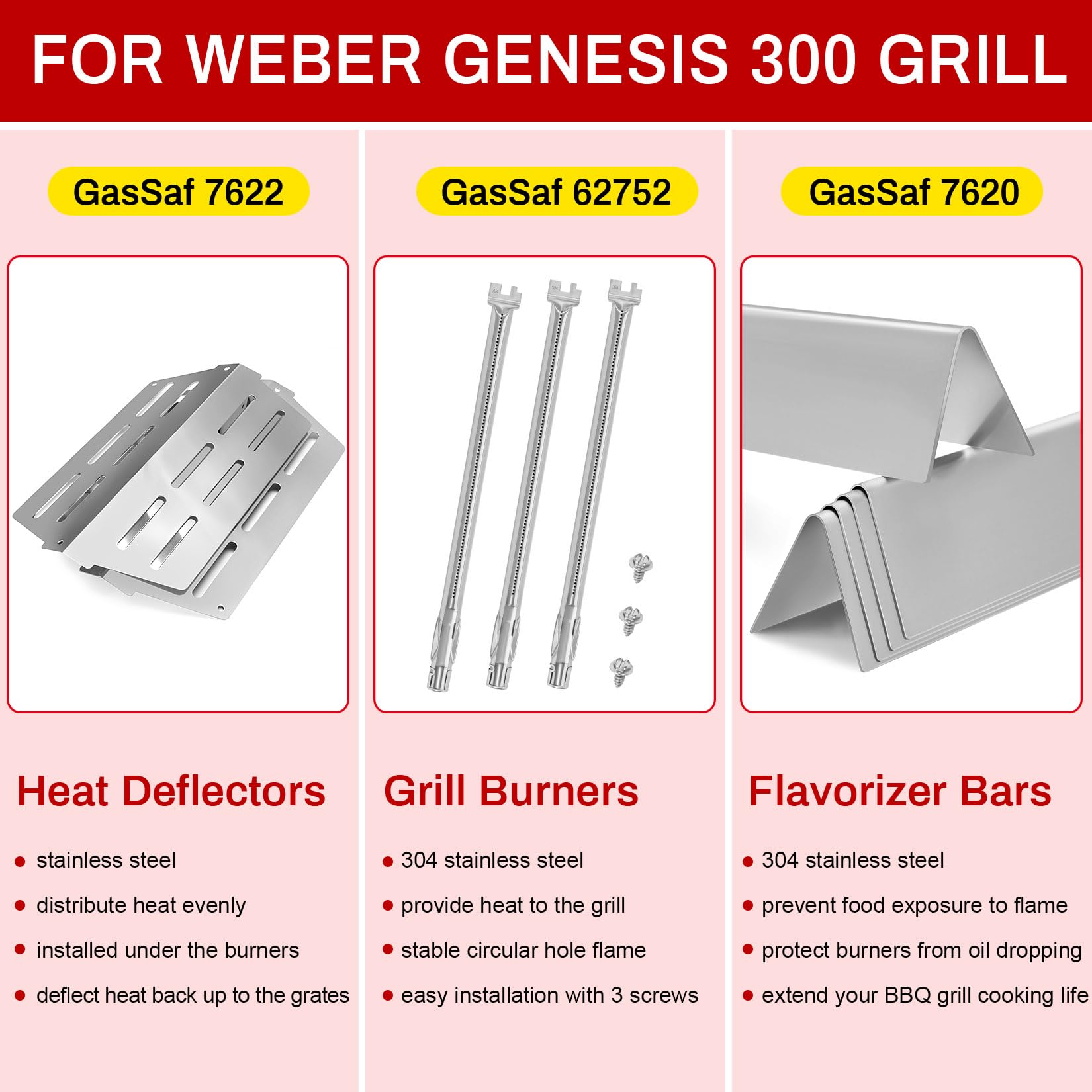 Grill-Ersatzteile Für Weber Genesis 300 – Flavorizer Bars, Brennerrohr & Heizplatten In Edelstahl