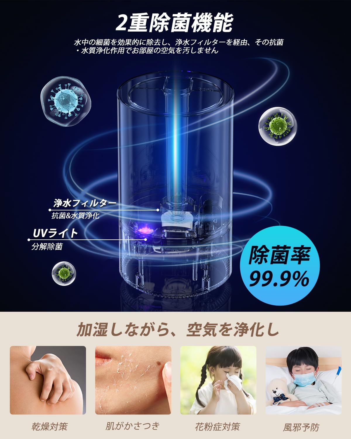 Amazon.co.jp: 【NEXTe PLUS】加湿器 大容量 4.5L 卓上 除菌