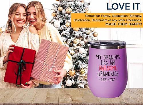 Miniatura 5 de Grandpa Pink Edition Wine Tumbler 12oz - Grandson True story - Family Squad Fam Thank You Gift Siblings Parents Grandparents Funny nephew Grandpa