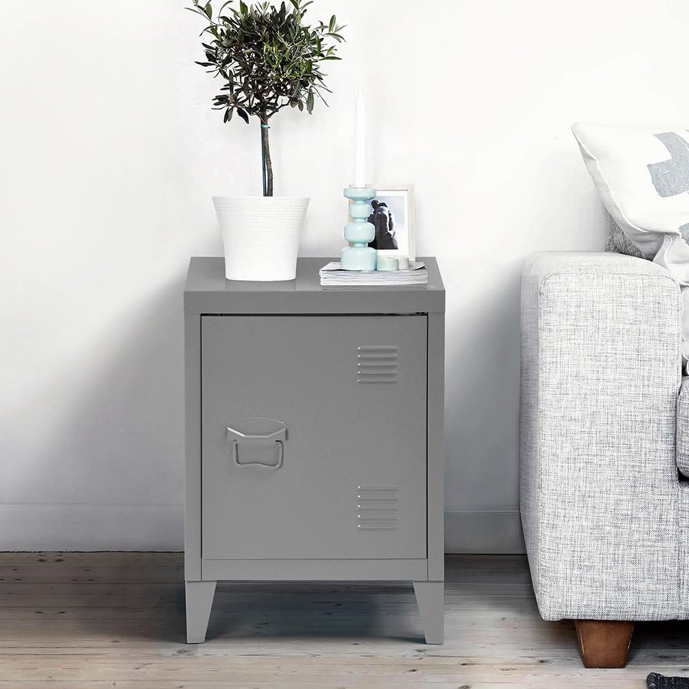 FITATHOME Metal steel cabinet storage file locker night stand handle shelves paint powder coating dark light dark gray charcoal