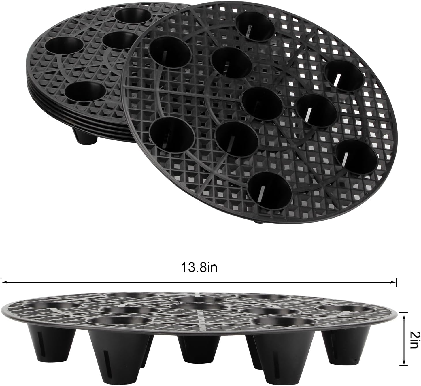 6 PCS Plant Level Pot Elevator, 13.8‘’ Heavy Duty Plant Stands, Plant Saucer Riser for Indoor Plant Flower Pot Grow Drainage, Plant Pot Saucer for Prevent Rot and Damage on Patio & Deck
