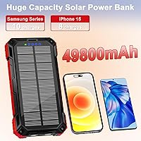 Vista 4 de WONGKUO Cargador solar de batería - Cargador solar de teléfono de 49800 mAh con entrada USB-C, carga rápida QC 3.0 con linterna LED, 4 cables