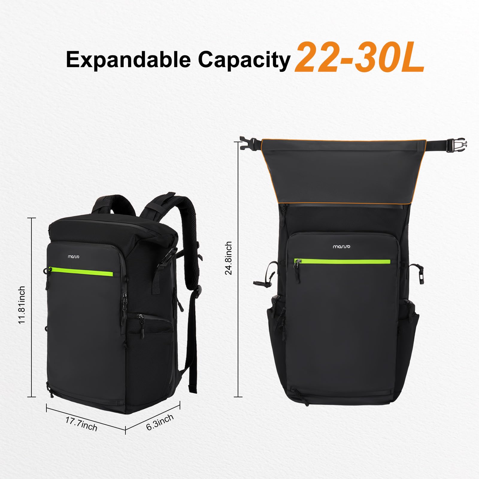 MOSISO Zaino Portacasco Moto, Zaino Equitazione Grande Capacita per Motociclisti, Borsa Espandibile per Casco Moto con Scomparto Posteriore Completamente Aperto per Laptop e Rete Nascosta, Nero