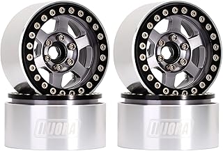 INJORA 1.9 Beadlock Wheel CNC Aluminum 6-Spokes Wheel Rim Hub for 1/10 RC Crawler Car Axial SCX10 I II III Redcat Gen7 Gen8 TRX4 VS4-10(Black&Grey)