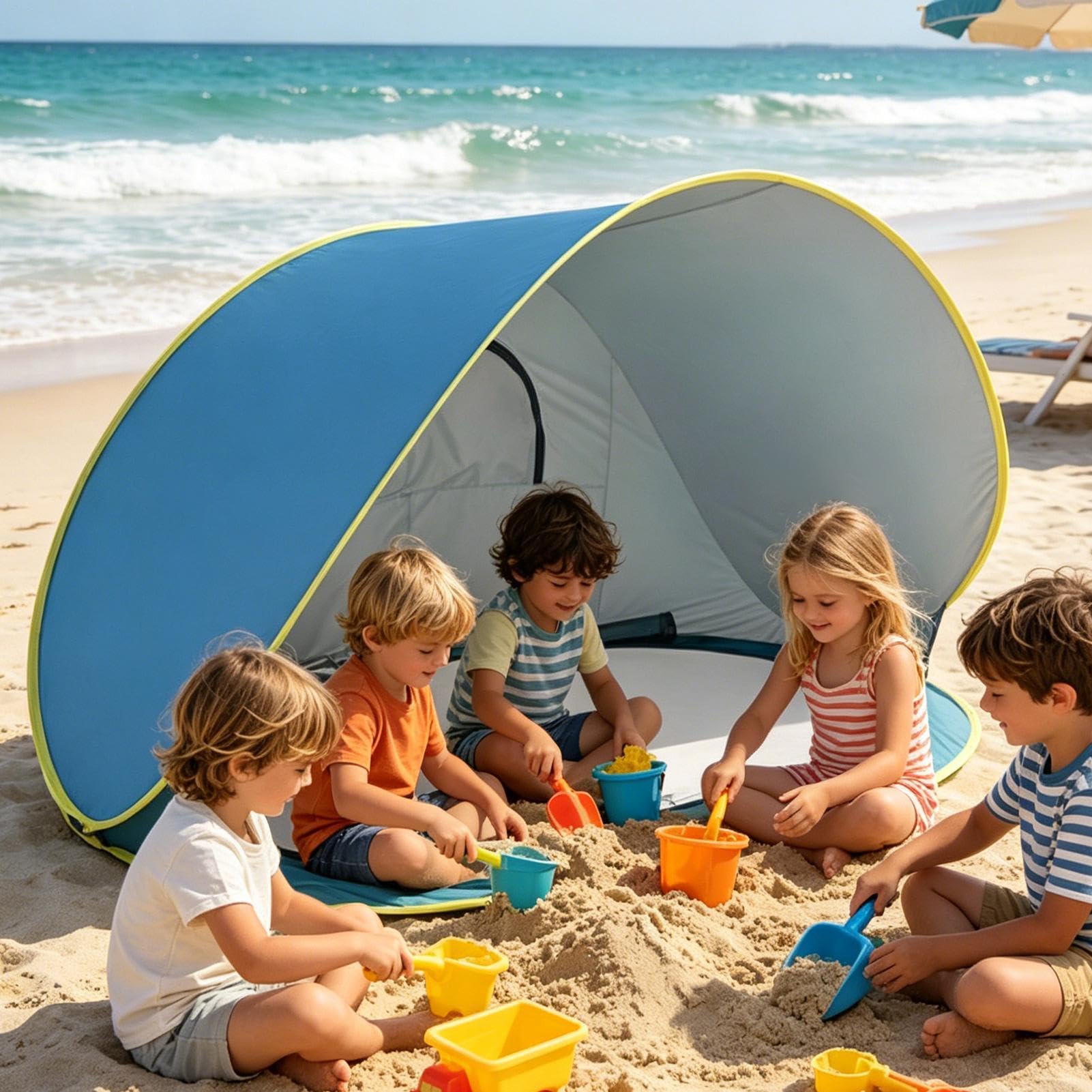 Tenda da Spiaggia e Campeggio Pensilina Portatile da Esterno | Solare per 2-3 Persone Ideale per Vacanze Estive All'Aria Aperta Viaggi Trekking Escursionismo e Pesca in al Mare
