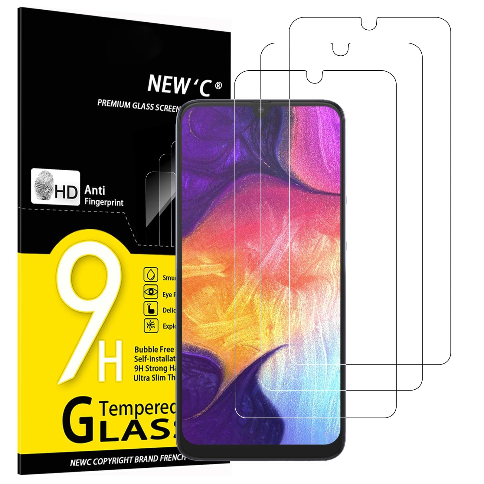 3 Pack Designed for Samsung Galaxy A50 (SM-A505F) Screen Protector Tempered Glass, Case Friendly Anti Scratch Bubble Free Ultra Resistant
