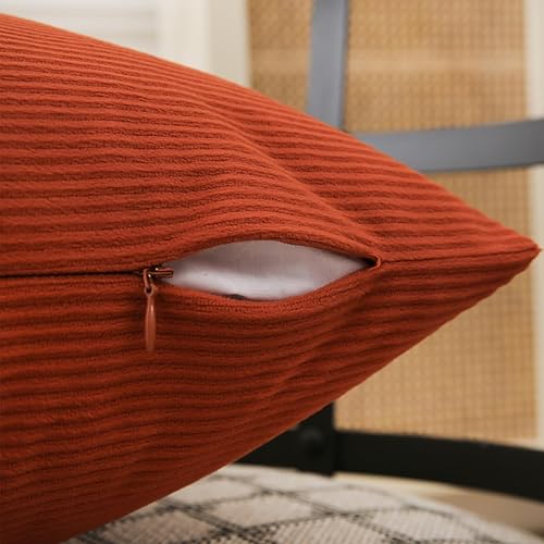 Miniatura 5 de JIAHANNHA Juego de 2 fundas de almohada de terciopelo azul gris de 12 x 20 pulgadas, fundas de cojín cuadradas con diseño de rayas suaves y