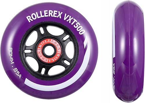 VXT500 RipStikRuedas de patinaje en línea (paquete de 2 con rodamientos, espaciadores y arandelas) (uso en cuchillas de rodillos de hockey), se