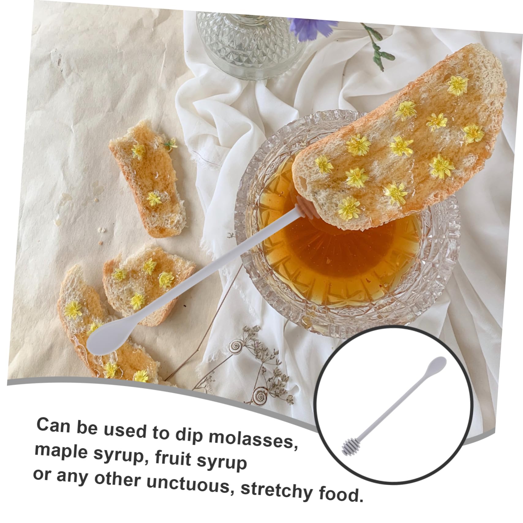VOSAREA Honey Spoon Honey Stirring Stick with Long Handle for Mixing Syrups and Other Stretchy Foods Kitchen Tool for Home Use Random Color