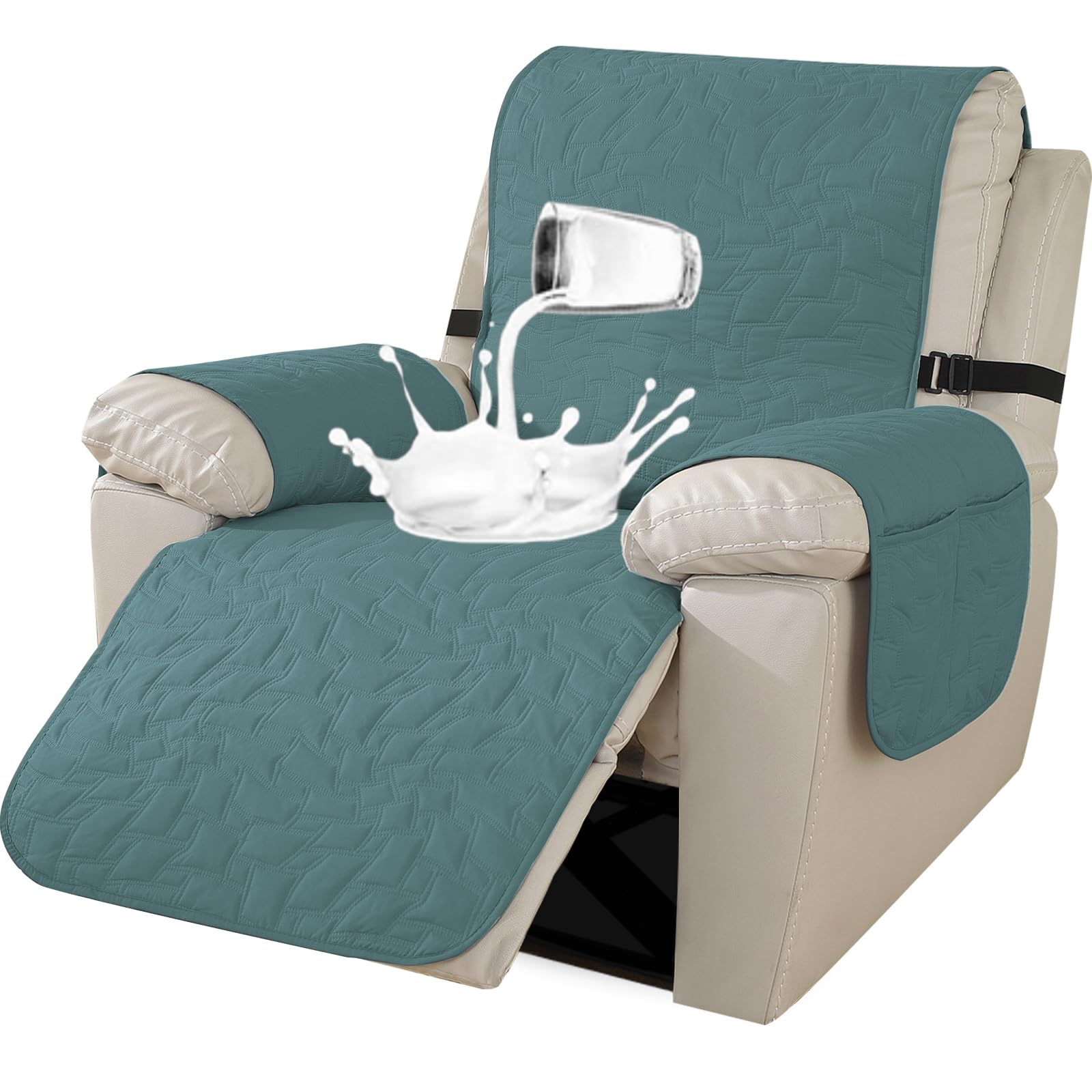 Ystyle Funda Sillon Relax Reclinable, Funda Sofa 1 Plaza Impermeable, Funda Butaca Reclinable, Funda De Sillon, Funda Sofa Reclinable, Funda Sillon 1 Plaza Lavables (1 Asiento, Azul Claro)