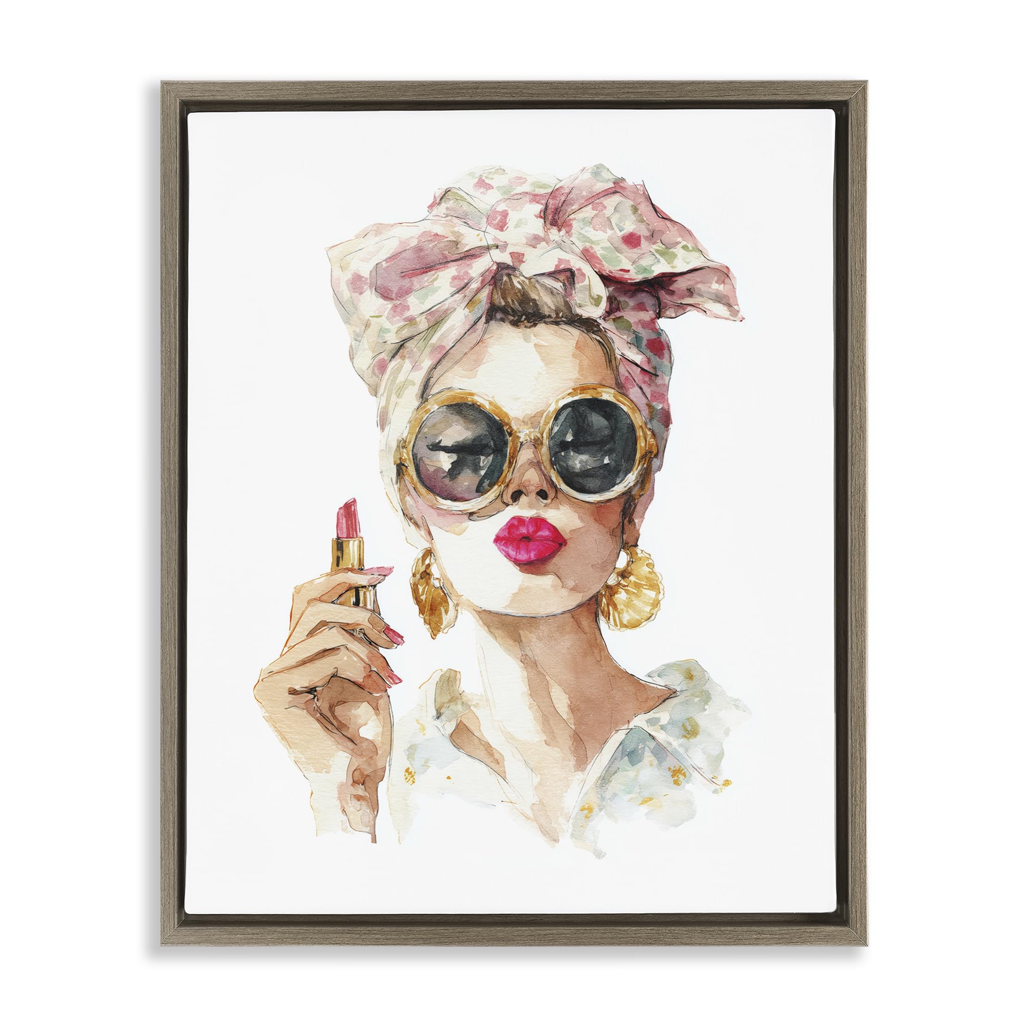 'Feminine Lipstick Spell'| Floating Frame Canvas Art