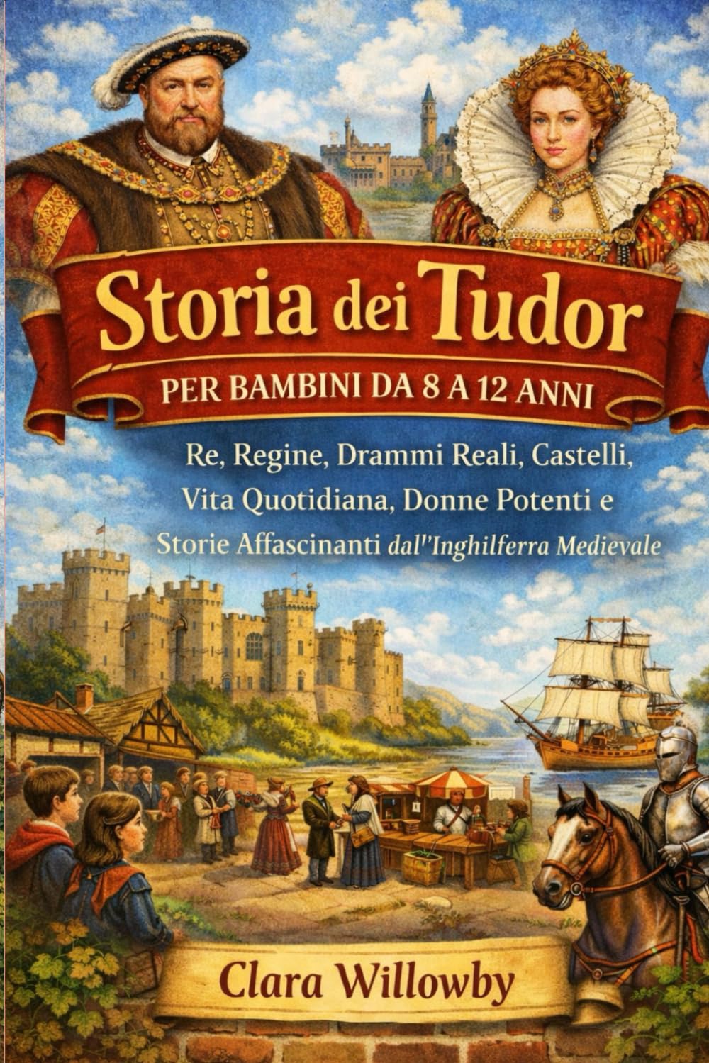 STORIA DEI TUDOR PER BAMBINI DA 8 A 12 ANNI: Re, Regine, Drammi Reali, Castelli, Vita Quotidiana, Donne Potenti e Storie Affascinanti dall'Inghilterra Medievale