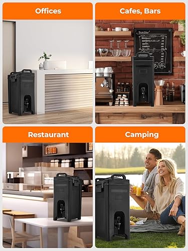 Miniatura 6 de Dispensador aislado de bebidas de 5 galones, material de grado alimenticio, contenedor de bebidas frías y calientes con grifo, asas, dispensador de