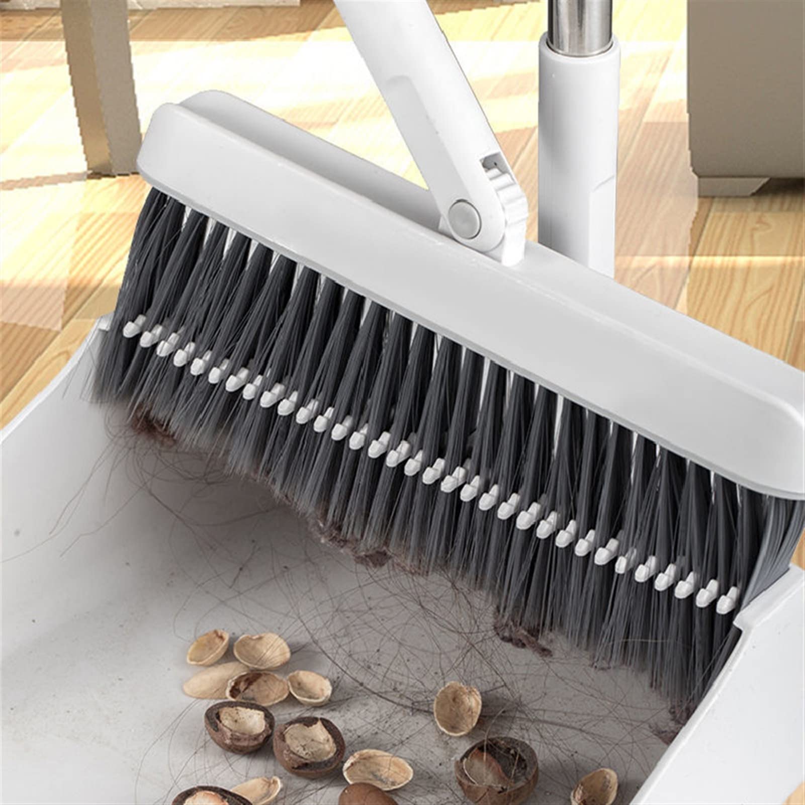 Scopa e Paletta Set di scopa con manico lungo, pulizia domestica for la pulizia dell'interno e maniglia combinata maniglia e spazzola for la polvere e pennello in verticale, dustpan e pennello for la