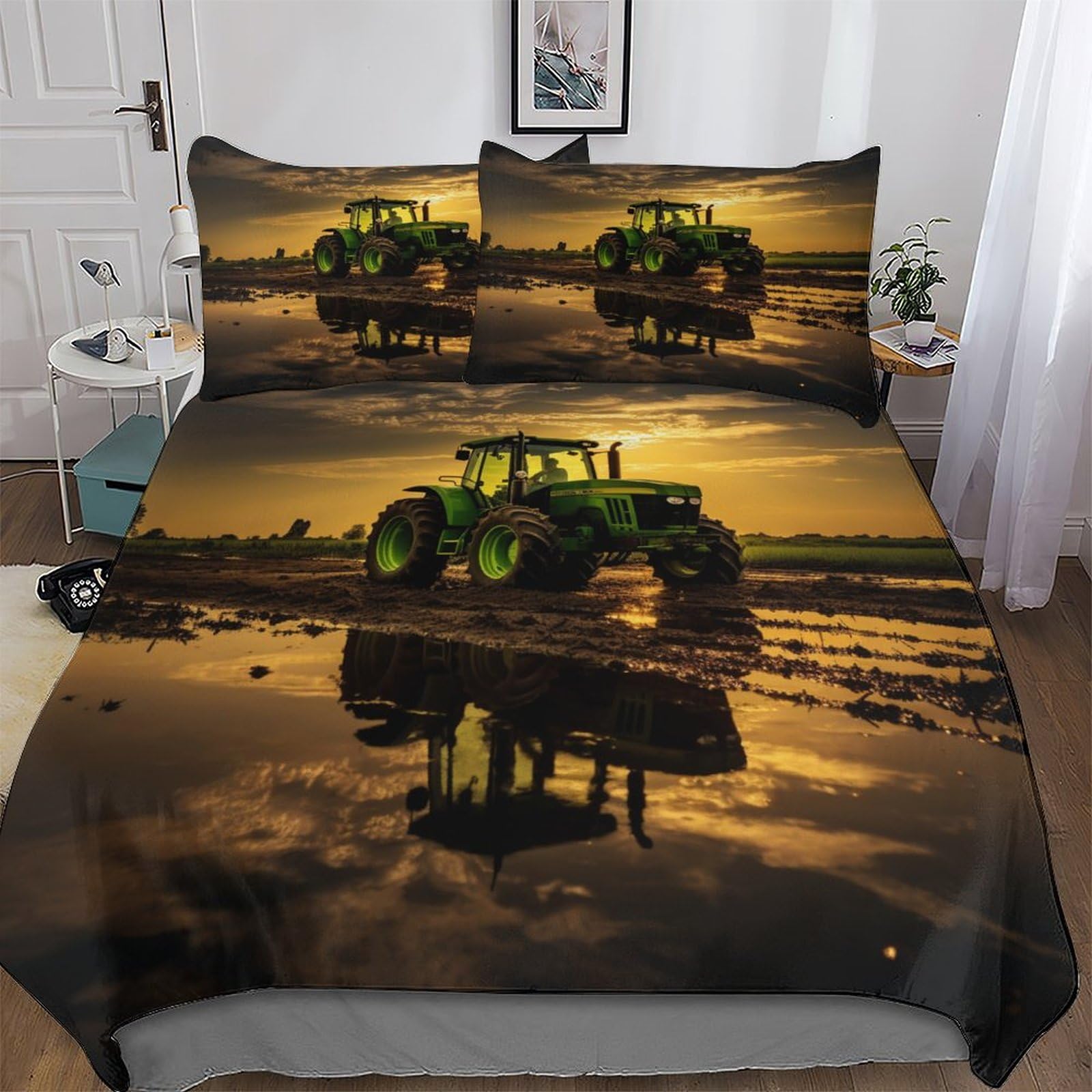 Housse de couette tracteur 220x240 pour une chambre style nature et campagne