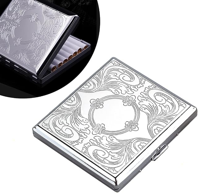 Metal Cigarette Case Box Holds 20 Cigarettes 84mm