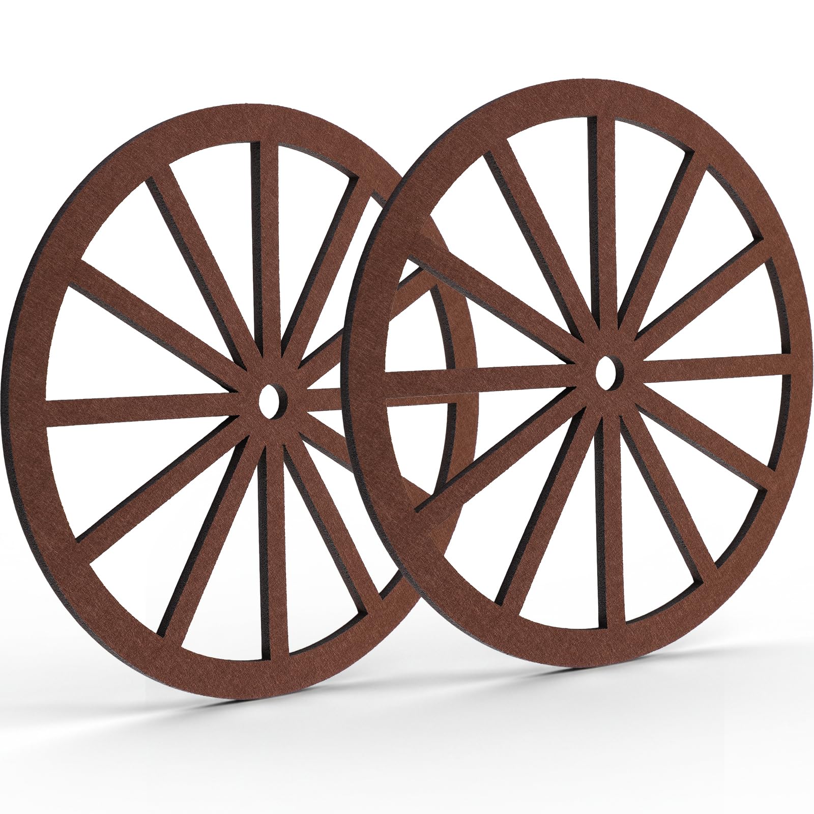 Boao 2 Pcs 16 inch Wagon Wheel Decorations Felt Wagon Wheel Cutouts Western Cowboy Party Decorations Vintage Rustic Wall Hanging Cartwheel for Garden Home Bar Patio Garage Farmhouse-image-24