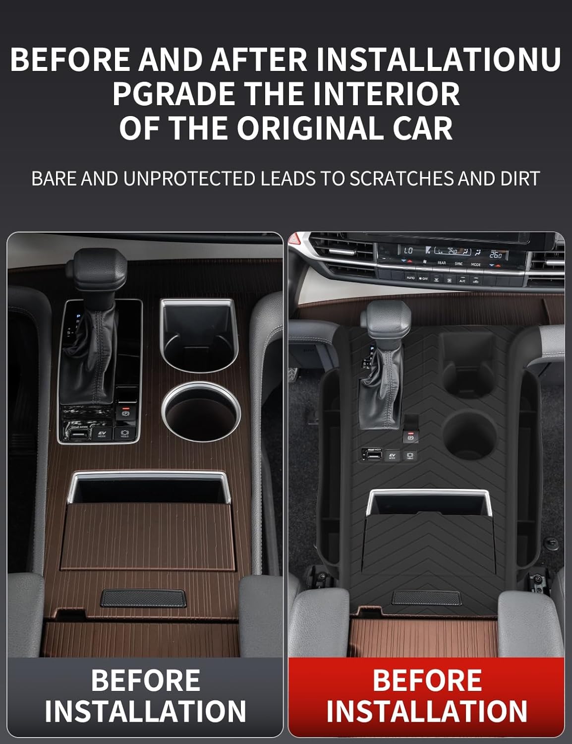 Silicone pad for Central Control for 2025 2024 2023 2022 2021 Toyota Sienna Storage Box Accessories Silicone Protective Cover for Interior Decoration of Gear Shift (Black)