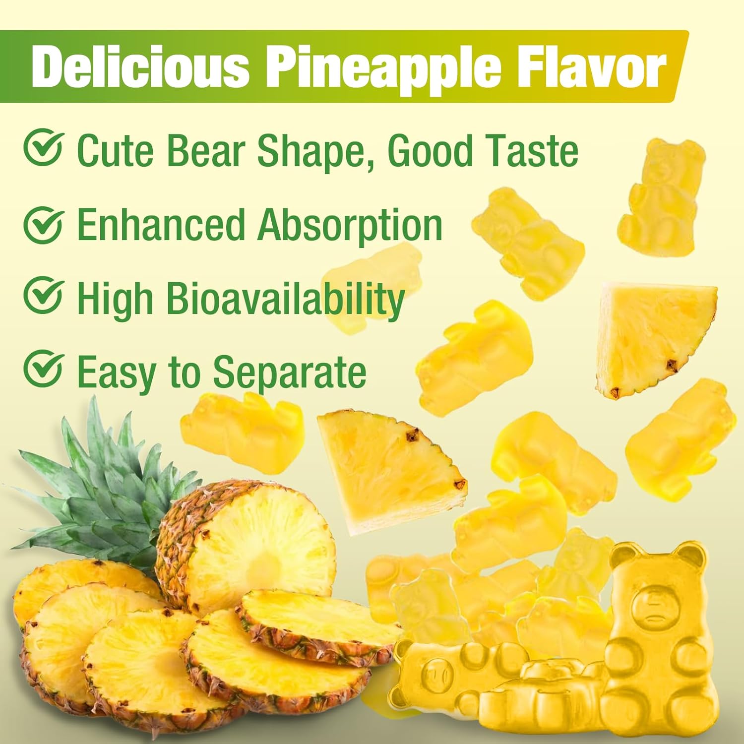 1500mg Potassium Citrate Gummies, Sugar-Free Potassium Supplement Gummies for Adults Women & Men, Support Leg Cramps & Electrolyte Balance, Vegan, Pineapple Flavor, 60 Count - Image 3