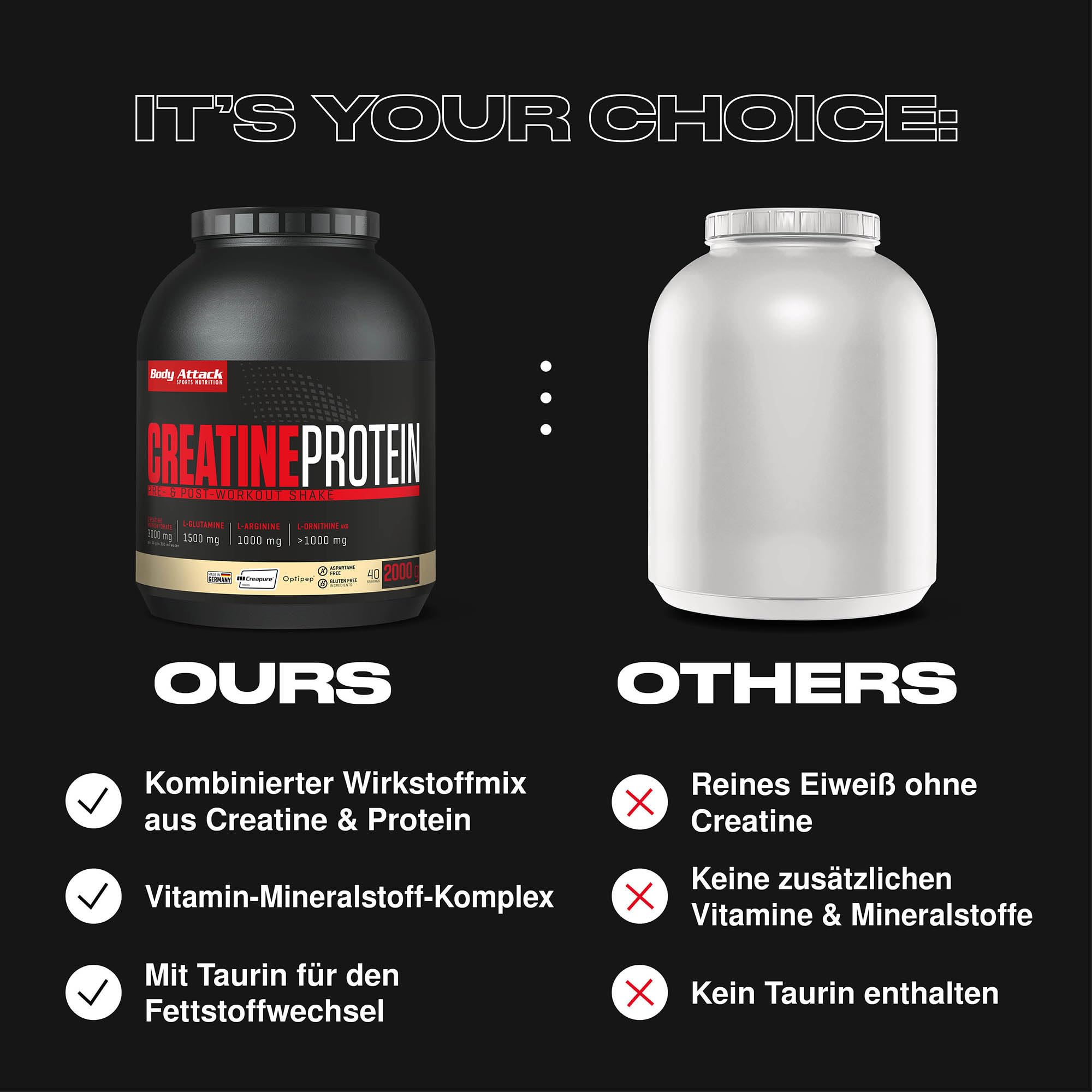 Body Attack Creatine Protein, Vanille (1 x 2 kg)