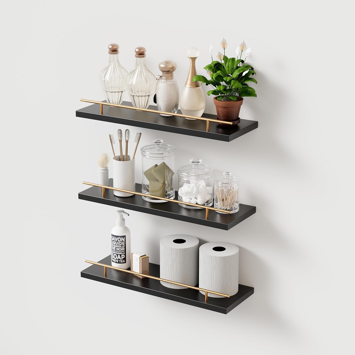 Senjie Floating Shelves for Wall,Bathroom Shelf Set of 3