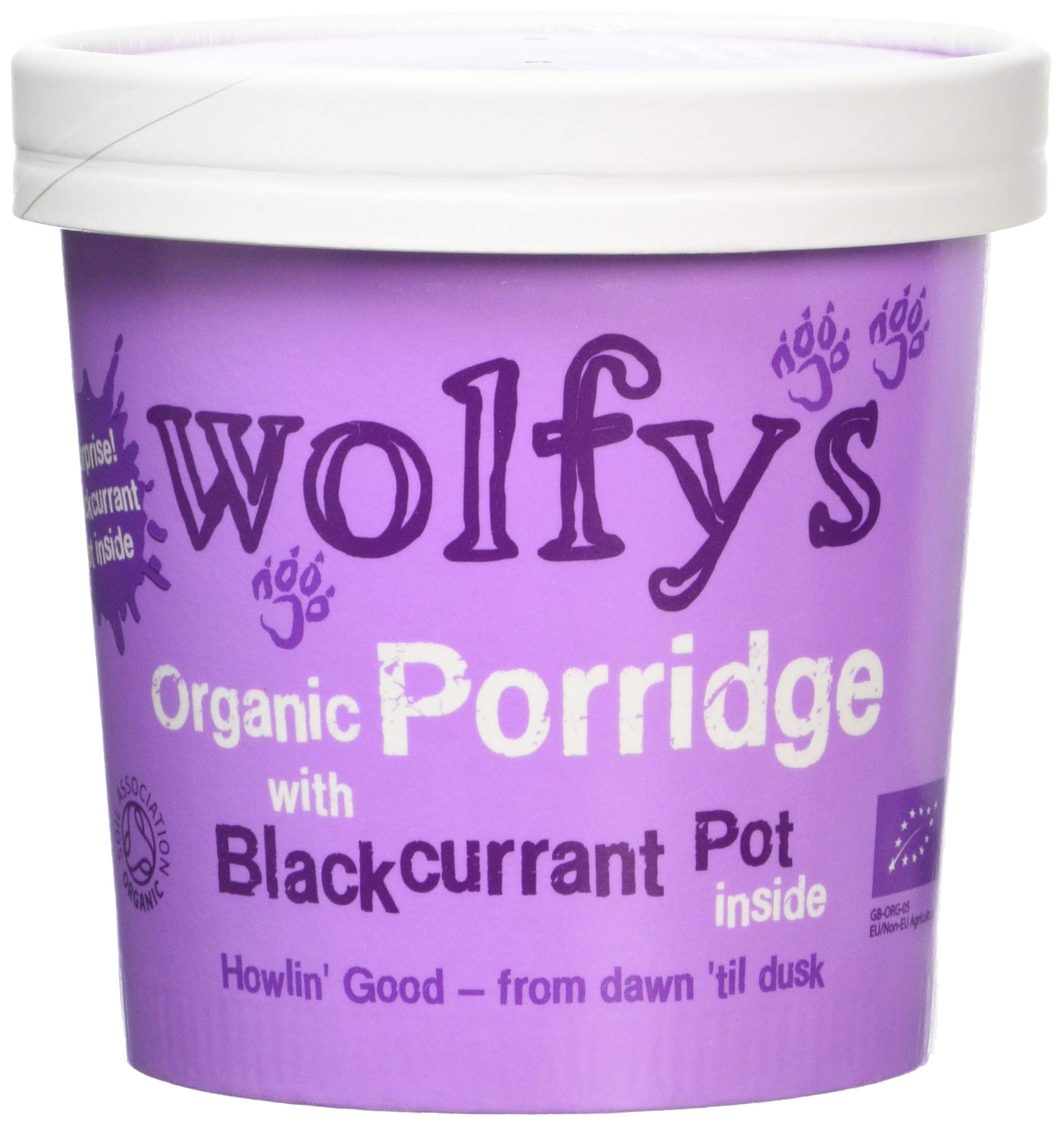 Wolfy's Organic Porridge with Blackcurrant Pot, 90 g, Pack of 6
