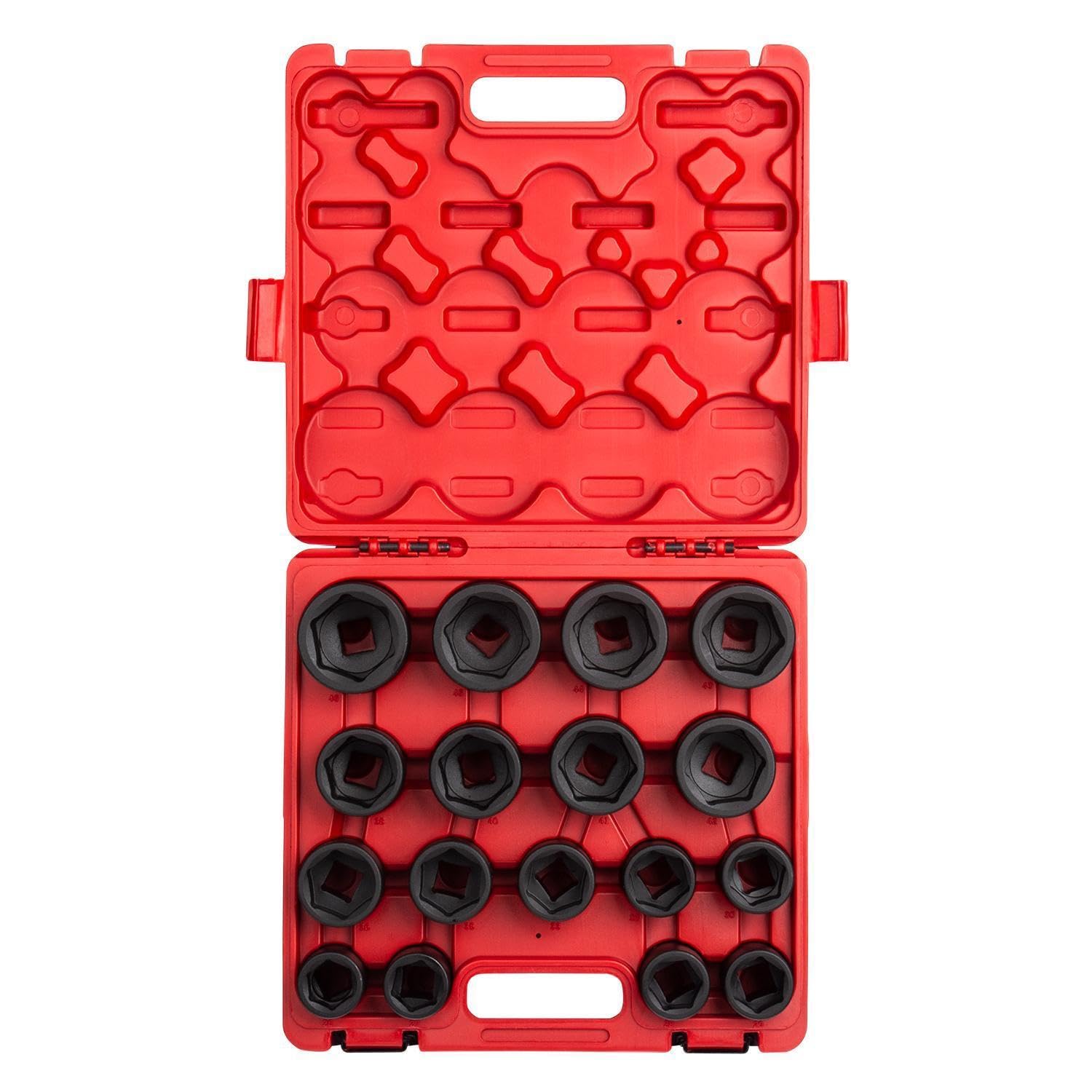 SUNEX TOOLS 4684, 3/4 Inch Drive Heavy Duty Impact Socket Set, 17-Piece, Metric, 26mm-46mm, Cr-Mo Alloy Steel, Radius Corner Design, Dual Size Markings, Heavy Duty Storage Case