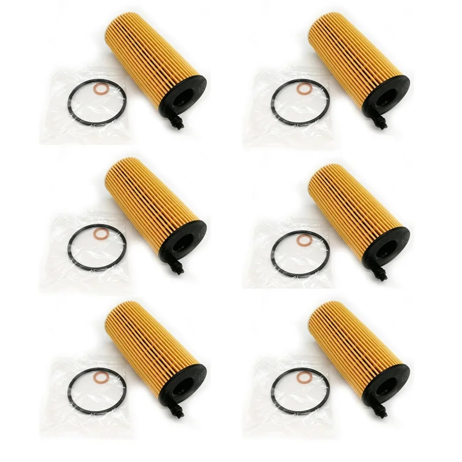filtro de aceite del coche Filtro de aceite de motor (6/3/1 piezas) compatible con N57 3.0L N47 2.0L 11428507683 X5 X3 328d 535d F06 F15 F21 F22 F34 F35 F80(6Pcs)