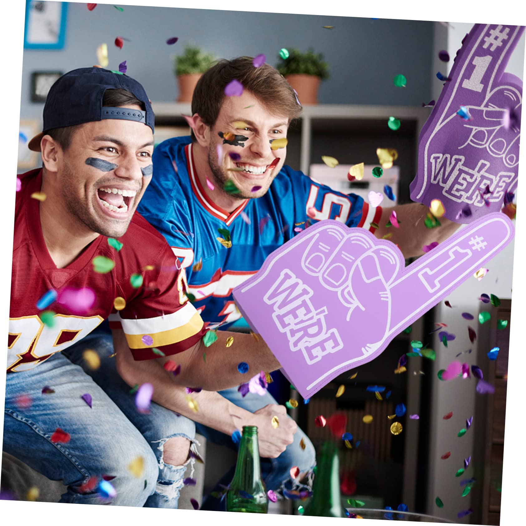 Yardwe Puntello di Tifo Sportivo Pom Cheerleader Mano in Schiuma Allegria Guanto Sportivo con Dita in Schiuma da Calcio da Festa Viola,Porpora Eva